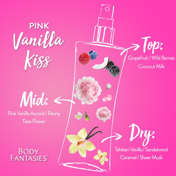 Body Fantasies Pink Vanilla Kiss Body Mist 236ml