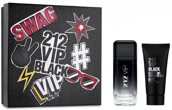 Carolina Herrera 212 VIP Black Mens Set 100ml Eau De Toilette E.D.T + 100ml After Shave Gel