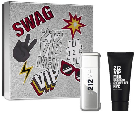 Carolina Herrera 212 VIP Mens Set 100ml Eau De Toilette E.D.T + 100ml Shower Gel