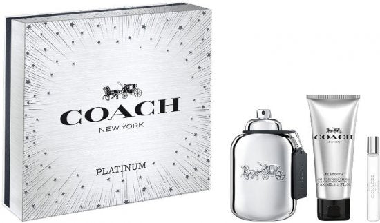 Coach Platinum Set For Mens 100ml +7.5ml Eau De Parfum E.D.P + 100g Shower Gell