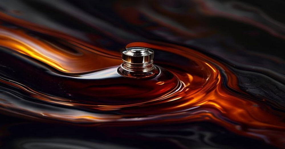 Abstract amber resin textures, deep film-noir shadows — Vela Maren studio