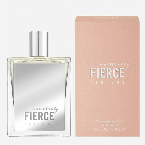 Perfume bottle and packaging of 'Naturally Fierce' by Abercrombie & Fitch on a white background