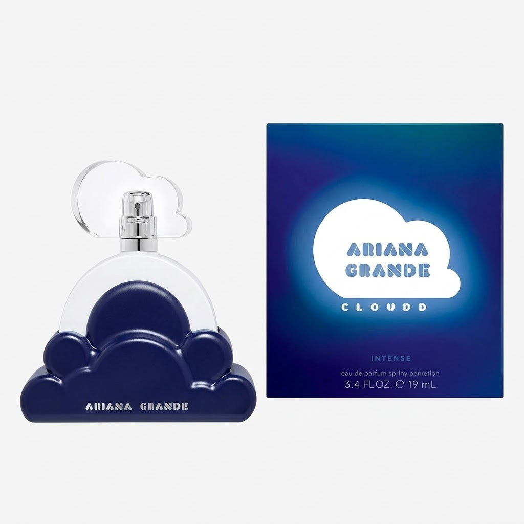 Ariana Grande Cloud perfume bottle and packaging on a white background