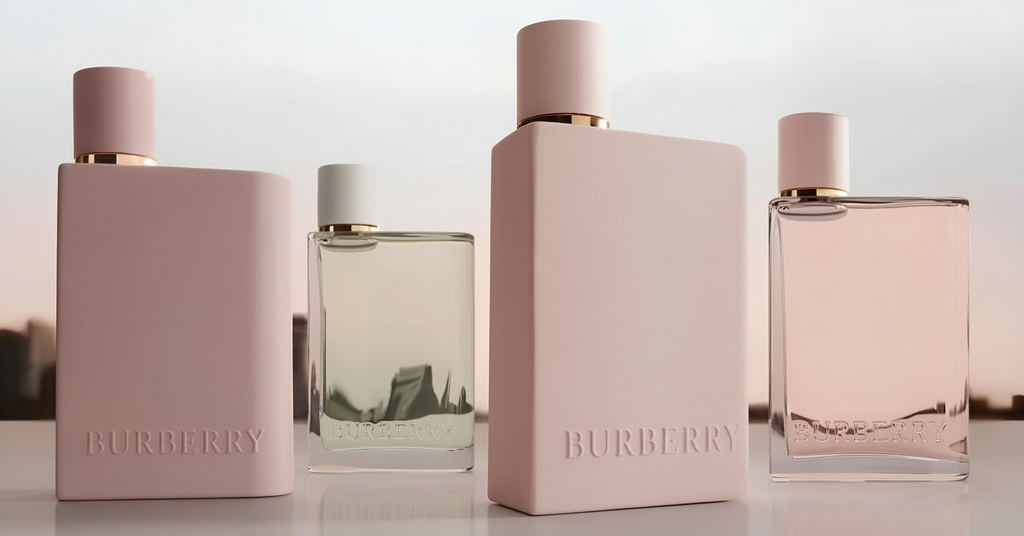 Burberry perfume bottles on a light background