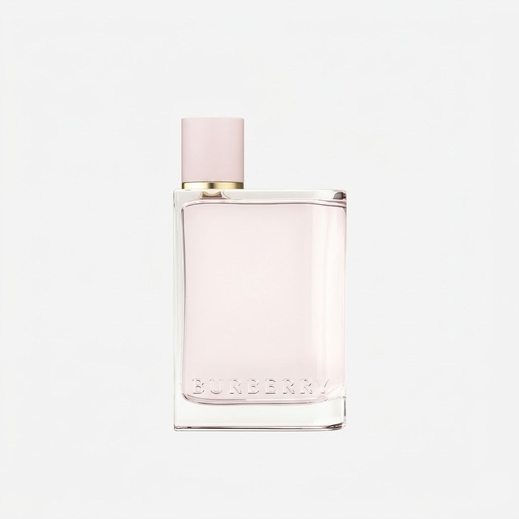 Burberry perfume bottle on a light gray background
