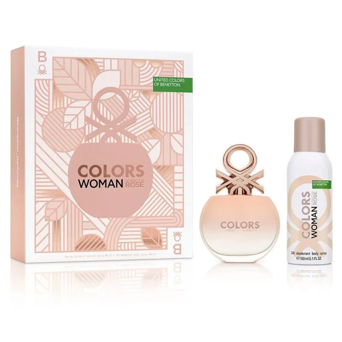 Benetton Colors De Benetton Woman Rose (W) Set Edt 80 Ml + 24 H Deodorant 150 Ml