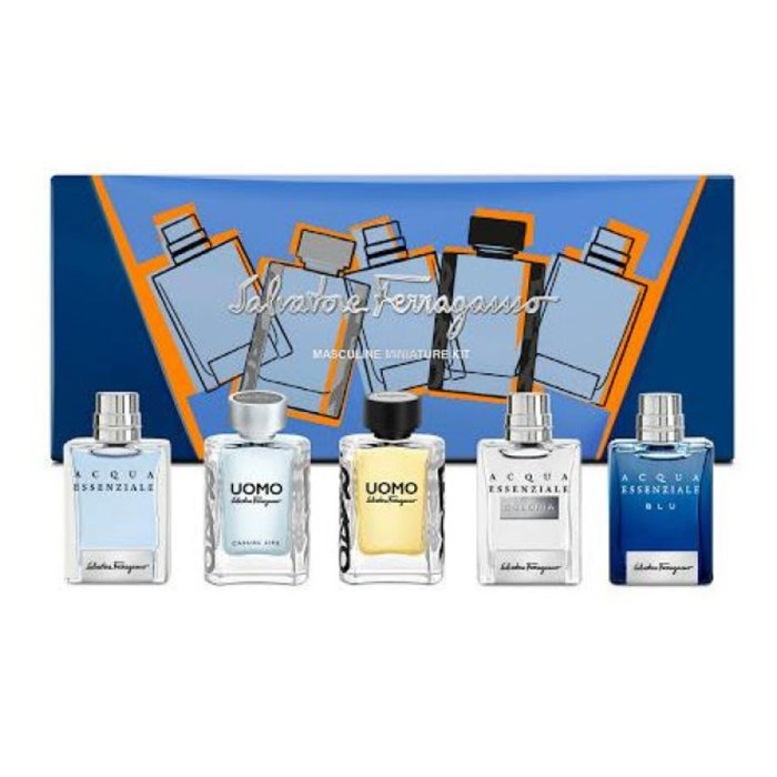 Salvatore Ferragamo Masculine (M) Mini Set Edt 5 X (Uomo + Casual Life + Essenziale +Essenziale Colonia + Essenziale Blu)