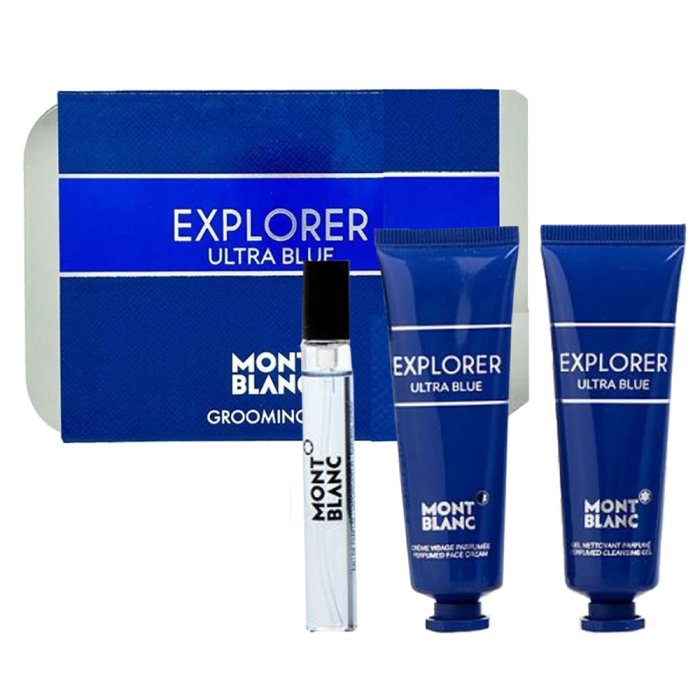 Mont Blanc Explorer Ultra Blue (M) Grooming Kit Set Edp 7.5 Ml + Face Cream 30 Ml + Cleansing Gel 30 Ml