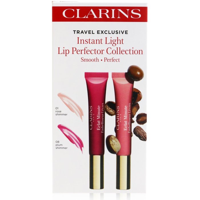 Clarins Instant Light Natural Lip Perfector Coll 2 X 01 Rose Shimmer + 08 Plum Shimmer (W) 1 Pc Lip Palette