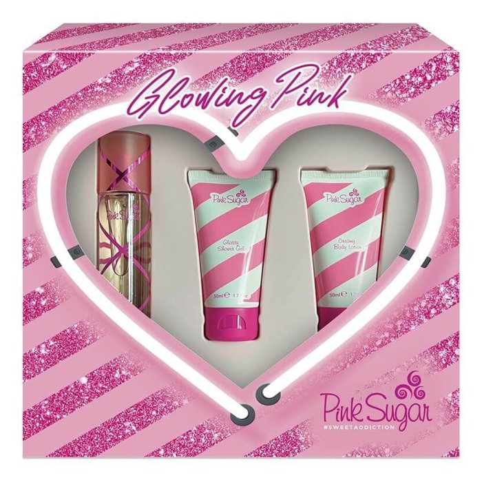 Aquolina Pink Sugar Glowing Pink Sweet Addiction (W) Set Edt 50 Ml + Bl 50 Ml + Sg 50 Ml
